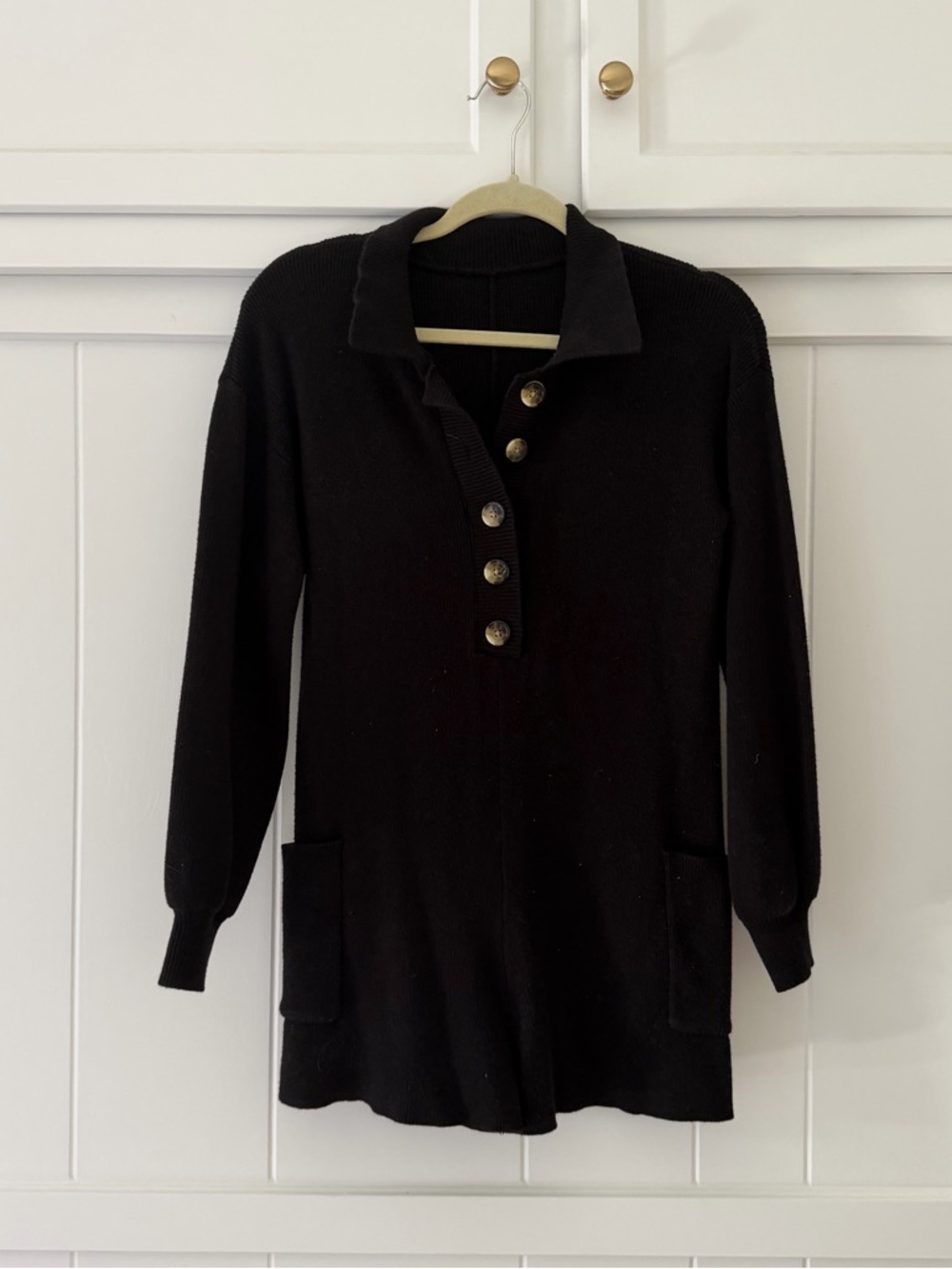 Black Button-Front Knit Romper